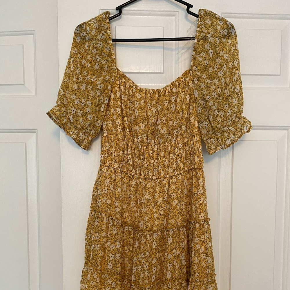 Yellow floral mini dress